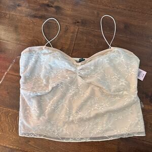 NWT‎ Wild Fable Mesh Lace Crop Cami Tank Top Cream Nude Women's Size XXL